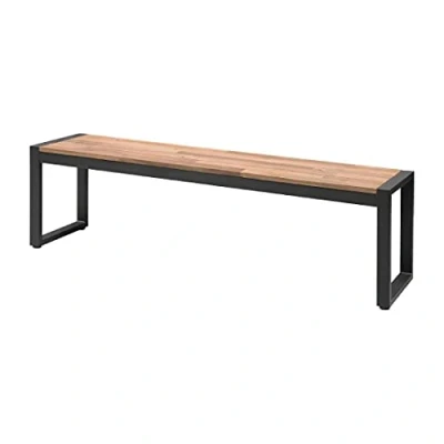 Abbildung von Bolero DS158 Stahl und Akazienholzbänke im industriellen Stil, 160cm, 2 Stück