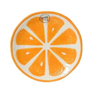 Abbildung von Teller 16cm Keramik im Orangen Design Servierteller Dessertteller Kuchenteller Frühstücksteller Obstteller Dekoteller Frühling &amp; Sommer Früchte Geschirr Orange Weiß