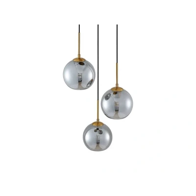 Abbildung von Lindby Hängeleuchte Jurian, dimmbar, Leuchtmittel nicht inklusive, Modern, Stahl, Glas, bronze, rauchgrau, 3 flammig, E27, Deckenlampe