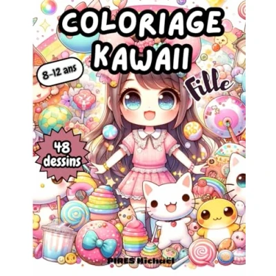 Abbildung von Coloriage Kawaii Fille: pour fille 8 12 ans 48 Dessins relaxant et anti stress à colorier mangas animes Japonais trop mignons