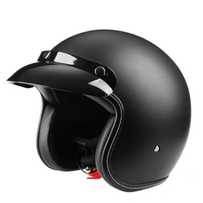 Abbildung von Offener Motorrad Jethelm ECE genehmigt Helm mit Sonnenblende Vintage Stil für Männer Frauen, Roller ATV Cruiser (XXL,Black)