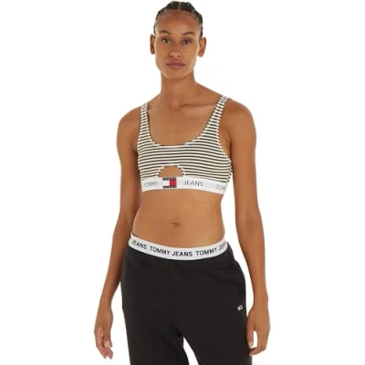 Abbildung von Tommy Jeans Damen Bralette Cut out, Mehrfarbig (Tj Skinny Stripe), L