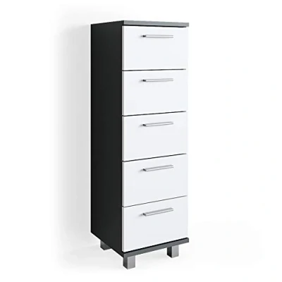 Abbildung von Vicco Midischrank Ilias, Weiß/Anthrazit, 30 x 95 cm Drehbar