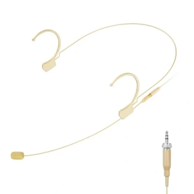 Abbildung von KIMAFUN Headset Mikrofon Professionelles Ohrhörer Kondensatormikrofon zum Über Ohr Hängen, Kompatibel mit Senn_heiser Wireless System Bodypack Sender, Beige, 3.5mm Stereo Screw Lock, HC 810 C2
