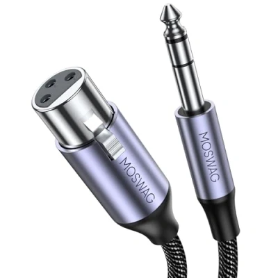 Abbildung von MOSWAG 6.35mm TRS Stecker auf XLR Buchse, Buchse Klinke 6,35 mm Microphone Kabel für Gitarre, Verstärker, Mikrofon, Mixer, dynamisches ElectronicKeyboard (1M)