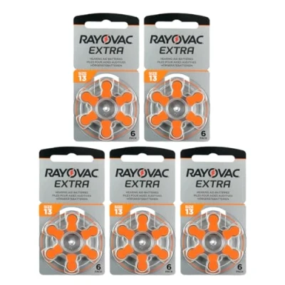 Abbildung von Rayovac Extra Advanced Zink Luft Hörgerätebatterie (in der Größe 13er Pack, mit 30 Batterien, geeignet für Hörgeräte Hörhilfen Hörverstärker) orange