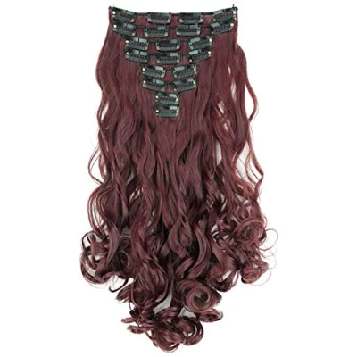 Abbildung von CAISHA XXL 35cm 8 Teile Set CLIP IN EXTENSIONS Haarverlängerung Haarteil Voluminös Gewellt Rotbraun CES110 1