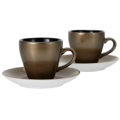 Abbildung von CreaTable Espressotasse Golden Days, Steinzeug, 4 teilig, inkl. Untertasse