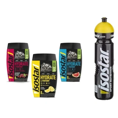 Abbildung von Isostar Hydrat &amp; Perform Grapefruit Zitrone Orange + Flasche 1L.