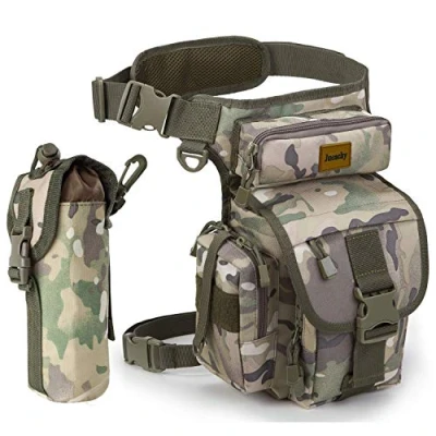 Abbildung von Multifunktional Drop Leg Taille Tasche Taktischer Militär Oberschenkel Hip Outdoor Pack für Motorrad Wandern Reisen Angeln Werkzeugtasche (Camouflage)