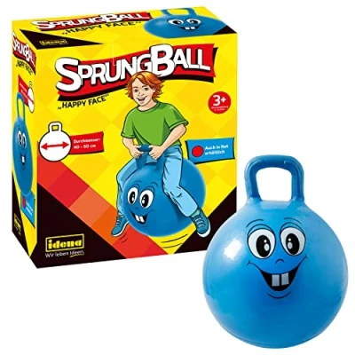 Abbildung von Idena Hüpfball Happy Face, Blau, 40 50 cm Durchmesser, belastbar bis kg