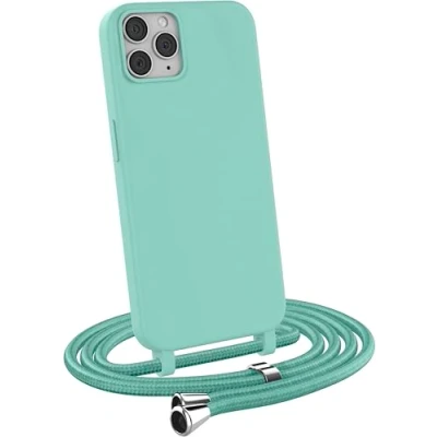 Abbildung von MyGadget Handykette für iPhone 11 Pro Max [ Hülle mit verstellbaren Band ] TPU Handyhülle Handyband zum Umhängen Kordel Schnur Case Schutzhülle Mintgrün