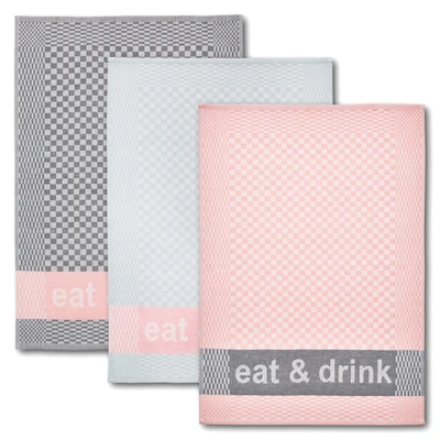 Abbildung von Dyckhoff Geschirrtuch 3 Set &#039;eat &amp; drink&#039; 50 x 70 cm, (3 tlg)