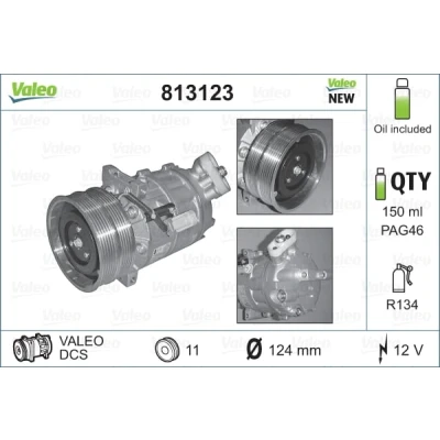 Abbildung von VALEO 813123 Kompressor DCS 12 PAG 46 R 134a mit Kompressoröl NEW ORIGINAL PART ALFA ROMEO: 159 Sportwagon