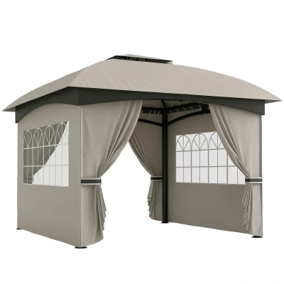Abbildung von Outsunny Pavillon 3,4x3,4m wasserabweisend Gartenpavillon mit 4 Seitenteilen