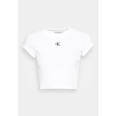 Abbildung von Calvin Klein Jeans Cropped SLIM TEE Tshirt basic, Damen, Größe: XL, Bright white