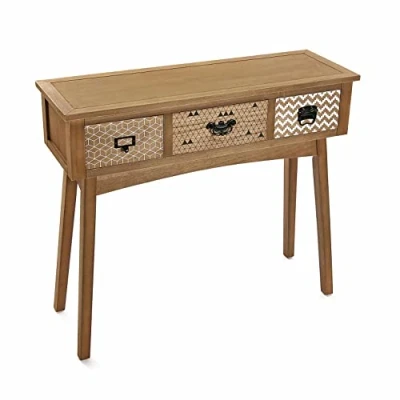 Abbildung von Versa Pavia Schmales Möbelstück für den Eingangsbereich oder Flur, Moderner Konsolentisch, mit 3 Schubladen, Maßnahmen (H x L B) 80,5 30 90 cm, Holz, Farbe: Braun