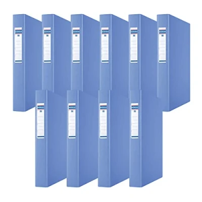 Abbildung von DONAU 3735001PL 10 Ringbuch/Blau 4 O Ring Mechanik 25mm DIN A4 Ringordner Pappe/Kunststoff Aus 1,9 mm dickem Karton mit öko PP 100µ 10er Packung