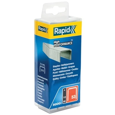 Abbildung von Rapid Tackerklammern Typ 53, 10mm Klammern, 5.000 Stk. Kunststoffbox, Feindrahtklammern für Holz und Stoffe
