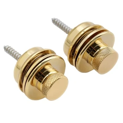 Abbildung von Musiclily Flachkopf Gitarren Strap Locks Security Lock Gurtpin Gitarrengurt Schloss Knöpfe für Akustik Klassische E Gitarre Bass, Gold(2 Stück)