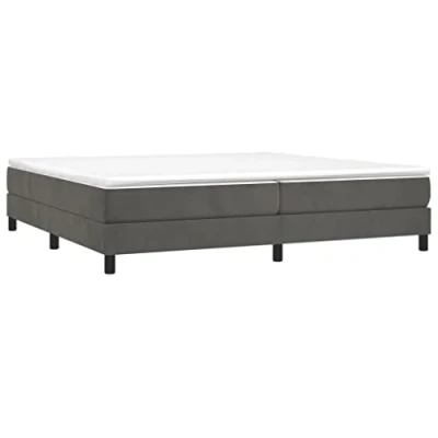 Abbildung von vidaXL Bettgestell, Polsterbett Bett für Schlafzimmer, Bettrahmen mit Lattenrost Stützbeinen, Schlafzimmerbett Doppelbett, Dunkelgrau 200x200cm Samt