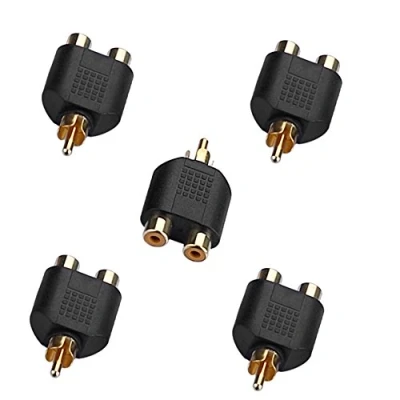 Abbildung von euroharry 5PK Audio Adapter Chinch Cinch Stecker auf 2X Kupplung Y &amp; Video