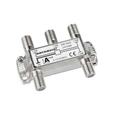 Abbildung von Kathrein EBC 04/G 4 Fach Verteiler (F Anschluss, 5 1218 MHz, Rückweg und UHF tauglich, TV, Kabel), Silber