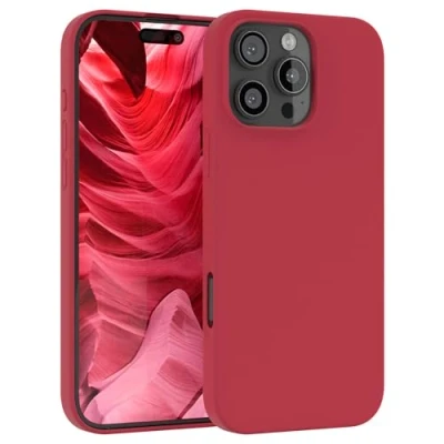 Abbildung von EAZY CASE Premium Silikon Handyhülle kompatibel mit iPhone 16 Pro Max Slimcover Kameraschutz und Innenfutter, Silikonhülle, Schutzhülle, Bumper, Handy Case, Hülle, Softcase, Beere