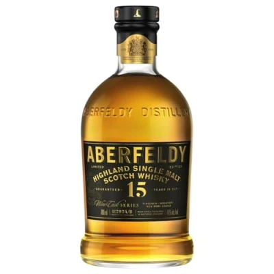 Abbildung von Aberfeldy 15 Jahre alter Cadillac Highland Scotch Single Malt Whisky in edler Geschenkbox, im Eichenfass gereift, 43% Vol., 70 cl/700 ml