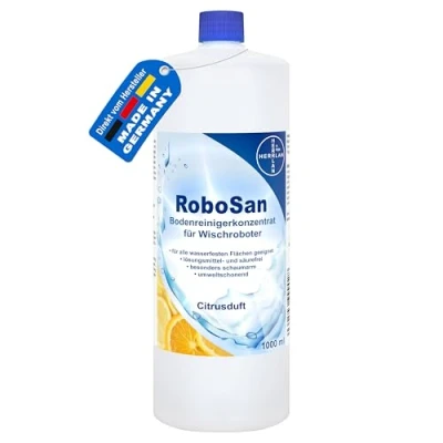 Abbildung von HERRLAN RoboSan Bodenreiniger Konzentrat Fussbodenreiniger (mit Citrusduft für Wischroboter 1000 ml)