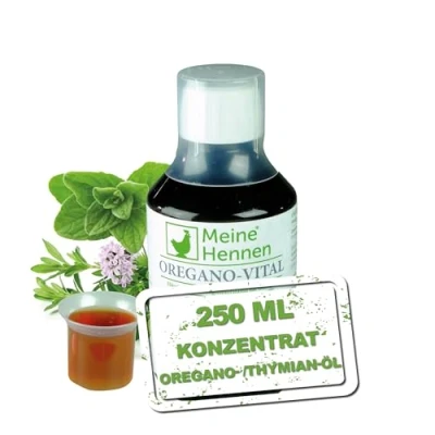 Abbildung von Meine Hennen Oregano Vital 250 ml, ÖL und Thymianöl Ergänzungsfuttermittel Für Hühner, Tauben Wachteln. Ihr Geflügel zur Unterstützung der Darmfunktion, sowie des Stoffwechsels