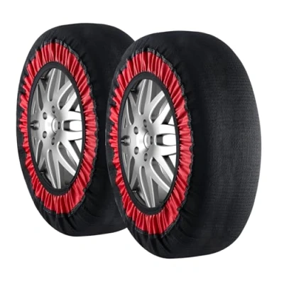 Abbildung von VEVOR Verdickte Schneesocken für Reifen, Reifensocken aus Polyesterfaser mit elastischen Bändern, Reifenabdeckung Schneehaftung Auto SUV Pickup und Lkw (2er Pack) extragroß