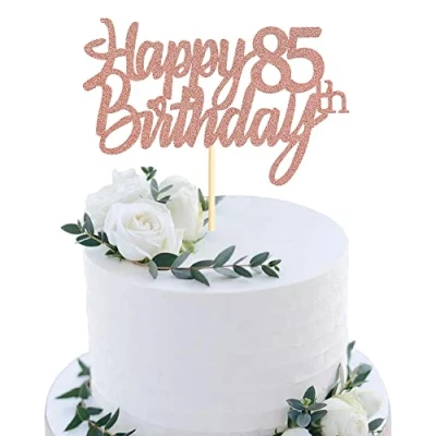 Abbildung von Sumerk 85 Tortenaufsätze zum 85. Geburtstag, für Geburtstagsfeiern, Dekorationszubehör, Roségold, 1 Packung