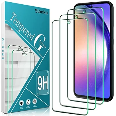 Abbildung von Slanku 3 Stück, Schutzfolie für Samsung Galaxy A54 5G, Frei von Kratzern, 9H Härte, HD Displayschutzfolie, 0.33mm Ultra klar, Blasenfrei, Ultrabeständig