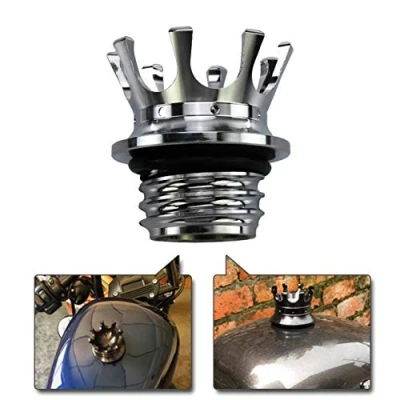 Abbildung von HDBUBALUS Motorrad Tankdeckel Kraftstofftank Öldeckel Crown Style für Harley Sportster XL 1200 883 48 Dyna Touring Road King Softail FLRT Chrom