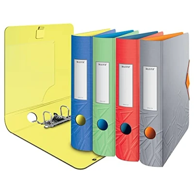 Abbildung von Leitz Qualitäts Ordner 180 Active, 5er Pack, A4, Schmal, Abgerundeter Rücken, 6,5 cm breit, Gummibandverschluss, Leichtes Polyfoam, Plastik Ordner, Urban Chic Serie, Farblich sortiert, 11171099