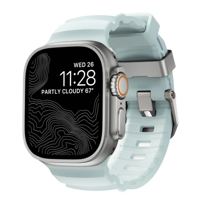 Abbildung von Nomad Apple Watch Armband Silikon und TPU (weich) Hellblau Geeignet für 44/45/46/49 mm Icy Blue Glow/Natural