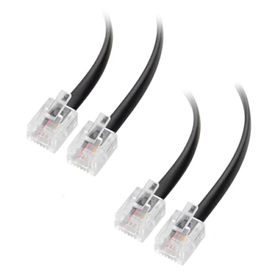 Abbildung von Cable Matters 2er pack 1m Telefonkabel RJ11 auf für Telefon, Internet DSL, ADSL kabel, Modem, ISDN kabel in Schwarz 1 m