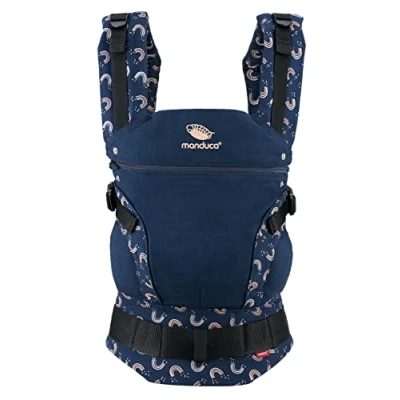 Abbildung von manduca Babytrage First RainbowNight Navy Print, Bauchtrage Rückentrage für Neugeborene &amp; Kleinkinder ab 3,5 kg 20