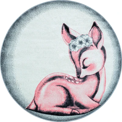 Abbildung von Ayyildiz Teppiche Kinderteppich &quot;Bambi 850&quot;, rund, Rehkitz Motiv, Kurzflor