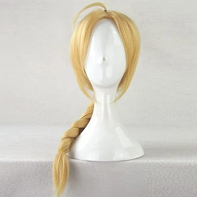 Abbildung von SEIZIS 2022 Cos Wig Fullmetal Alchemist Edward Elric 55cm Mittlere Lange Geradlinige Zopf Stil Synthetische Perücken Cosplay Anime Kostüm Party Perücke + Perückenschutz