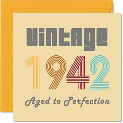 Abbildung von Geburtstagskarten zum 82. Geburtstag für Männer und Frauen Vintage 1942 Aged To Perfection 82 Lustig Sie Ihn 145 mm x Glückwunschkarten