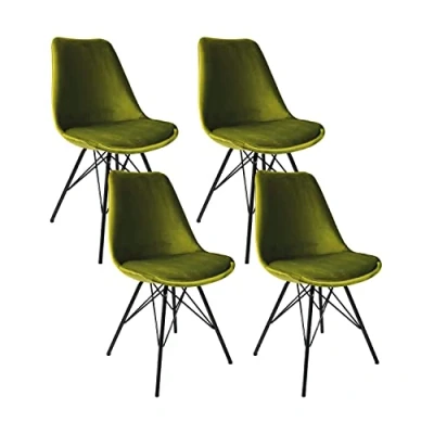 Abbildung von Kick Collection 4er Set Esszimmerstühl Velvet Samt Grün Modern und Hochwertig Hochwertige Materialien Erhältlich in vielen Farben