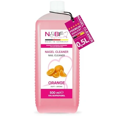 Abbildung von N&amp;BF Nagel Cleaner mit Duft 500ml für Gelnägel Nagelreiniger Nail 70% Isopropanol Alkohol kosmetisch rein in Studioqualität zum Entfetten und Reinigen (Orange)