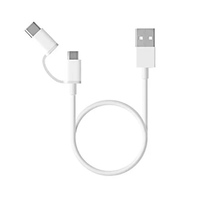 Abbildung von Originele USB naar Micro &amp; C kabel 0.3 Meter von Xiaomi 3 / Weiß Kunststoff