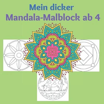 Abbildung von Mein dicker Mandala Malblock ab 4: Mandalas für kinder 4 Jahren, erstes 4, schönsten Ausmalbilder Ideal ... Konzentration, Einfache