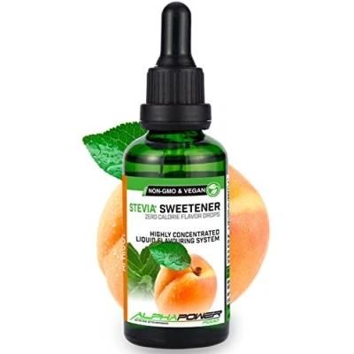 Abbildung von ALPHAPOWER FOOD Stevia, zuckerfreie flavour Drops APRIKOSE 100% natürliches liquid Aroma + Zuckerersatz für Wasser, Müsli, Süßspeisen, Smoothies