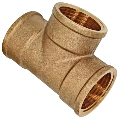 Abbildung von T Stück mit Innengewinde 1 1/2 Zoll IG Gewinde Fitting aus Messing