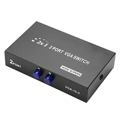 Abbildung von VGA Switchbox, 2 in 1 Out Switcher Splitter Datensynchronisation Switch Splitter, Port Video Sharing Adapter Handschalter für Computer, Laptop,