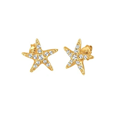 Abbildung von Elli Ohrringe Damen Seestern Stecker Beach mit Kristalle in 925 Sterling Silber vergoldet